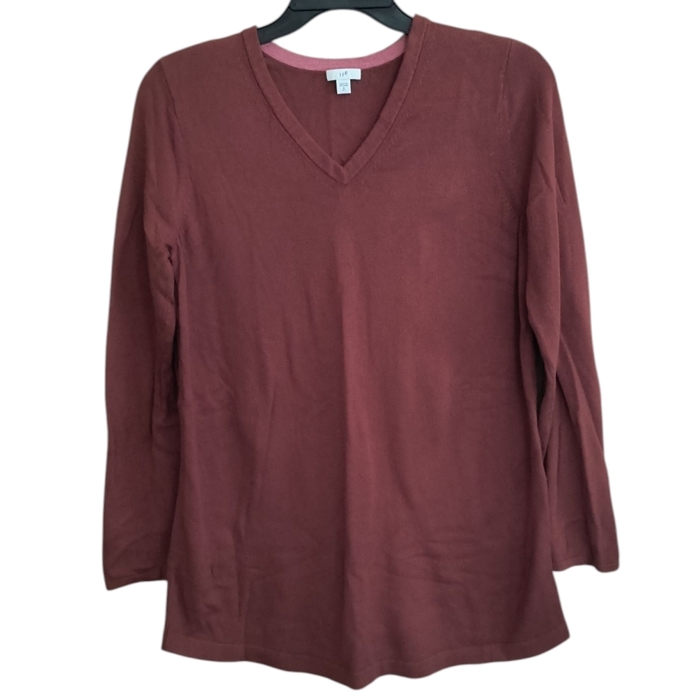 J. Jill Rust V-Neck Knit Tunic Size M Tall